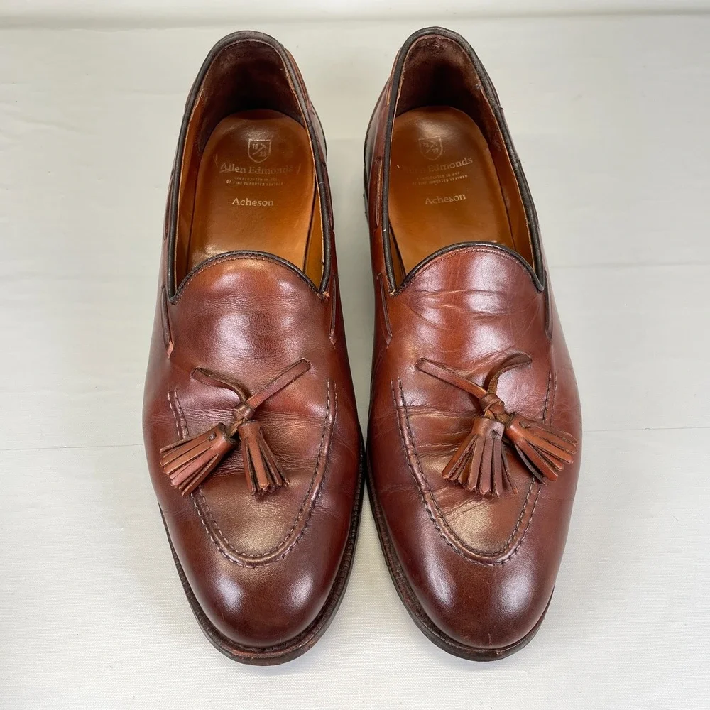 Allen Edmonds Acheson Tassel Loafers Mens Size 9.5 D Brown Leather Dress Shoes